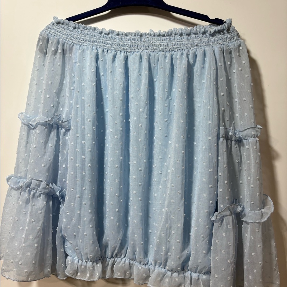 Light Blue Off-Shoulder Blouse